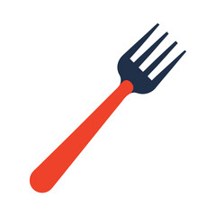 Simple red and blue fork illustration isolated on white background for kitchen decor