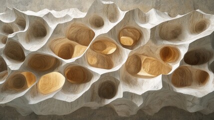 Intricate Textured Wall with Organic Shapes and Natural Lighting