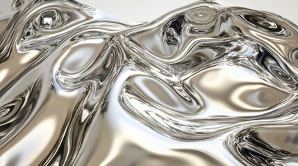Metallic Fluid Waves Reflecting Light in Abstract Art Style
