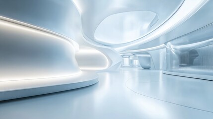 Modern Futuristic Interior Design with Sleek Curved Surfaces and Lights