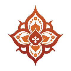 Elegant floral pattern in warm earth tones with symmetrical design elements