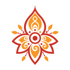 Abstract floral ornament with spirals and geometric shapes in warm colors