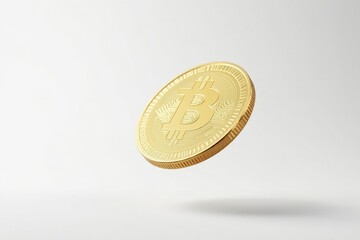 A single coin flipped mid-air, isolated on white , texture, horizontal, one