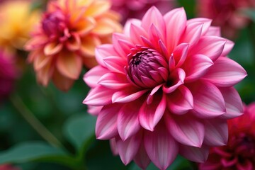 Fototapeta premium Close-up dahlia petals, repeating motif, rich color variations , visual, texture