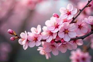 Delicate pink sakura blossoms, full bloom, intricate branches , elegant, japanese