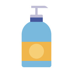 Minimalist blue hand soap bottle with pump dispenser vector illustration