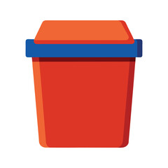 Simple red and orange trash can vector illustration on white background