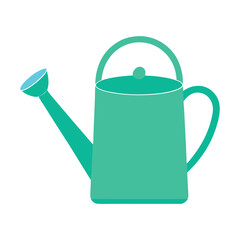 Simple green watering can isolated vector illustration for gardening concepts