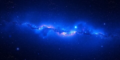 Fototapeta premium A celestial canvas displaying a vibrant blue nebula amidst a starry expanse of the cosmos