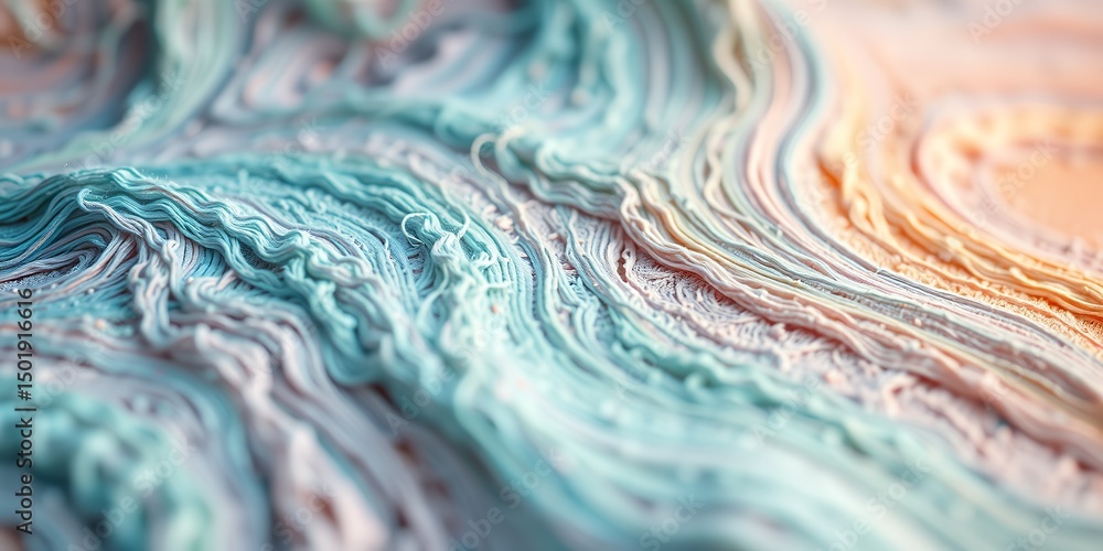 Poster a close up shot of layered pastel colored textures creating an abstract swirling pattern design