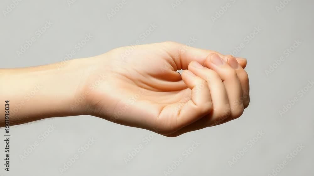 Poster A person holds an object in their hand, ready for use or display
