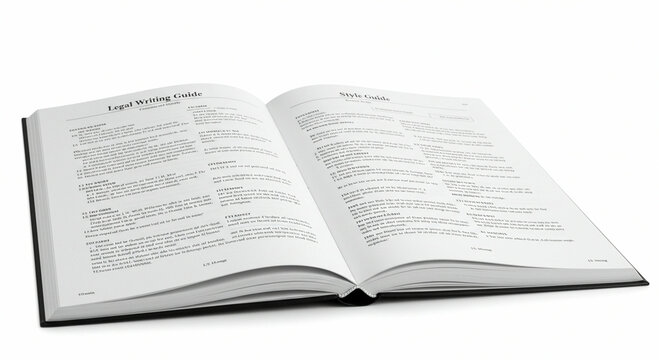 Opened style guide book on white