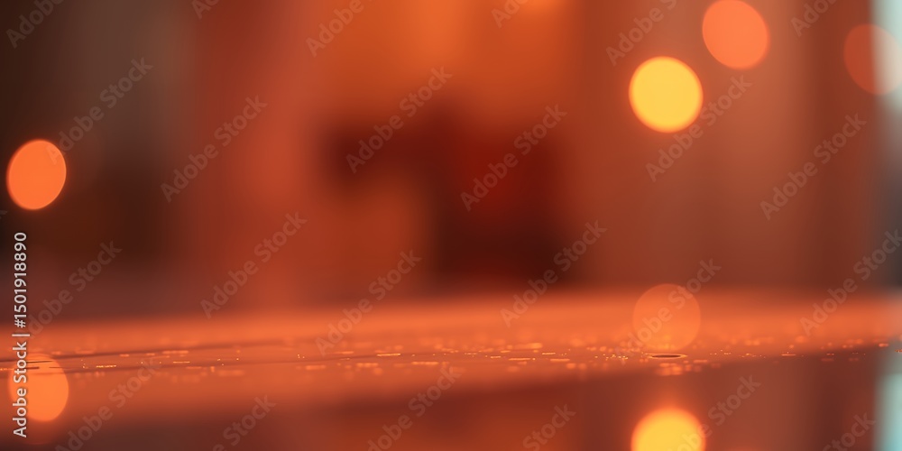 Poster a blurred background with orange and yellow bokeh lights creating a warm and cozy atmosphere view