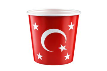 Turkish flag adorns paper cup a tribute to Turkey