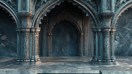 Obraz premium Intricate Architectural Details of Ornate Gothic Arches and Columns