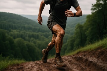 Trail Runner in Forested Hills