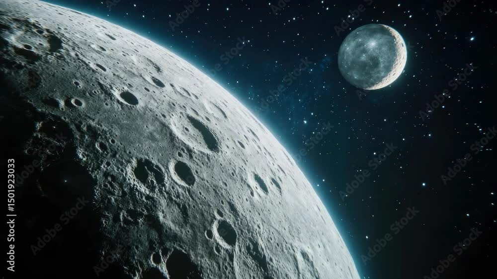 Poster A view of the moon's surface from a unique perspective