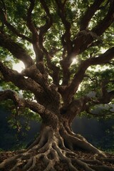 Obraz premium Majestic Tree in Sunlight Rays