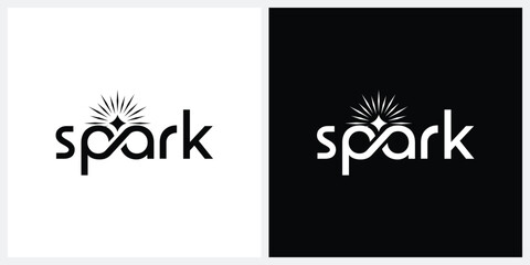 typography text spark logo design vector template