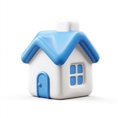 3d clay icon of house with white background, smooth gradient, floating in the air