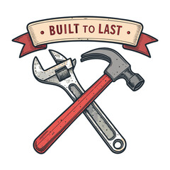 A crossed wrench and hammer, depicting robust construction; 