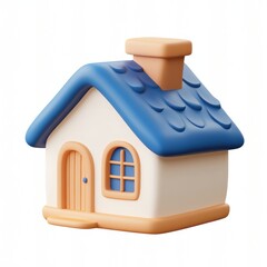 3d clay icon of house white background