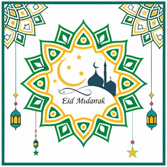 Naklejka premium Eid mubarak and islamic greeting card , poster, banner design, abstract vector illustration design
