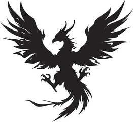 Majestic Phoenix Silhouette with Spread Wings