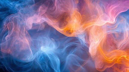 Fototapeta premium Colorful Swirling Smoke in Blue, Orange, and Pink Hues
