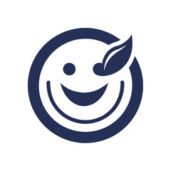 Happy smiling face with leaf symbolizing nature and environmental protection