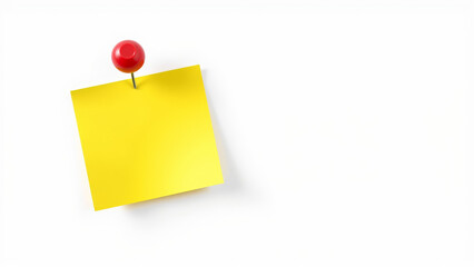 A yellow sheet of paper for notes is attached with a red pushpin to a white wall