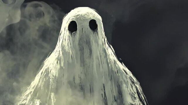 A ghostly skeleton figure often associated with Halloween decorations, suggesting themes of the supernatural or spooky settings.