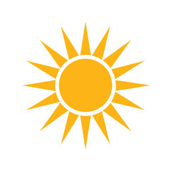 Vibrant yellow sun illustration isolated on white background summer weather and holiday concept