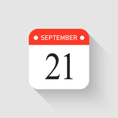 Vector icon page day calendar - 21 September month