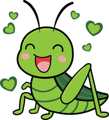 Adorable kawaii grasshopper illustration cute cartoon insect design