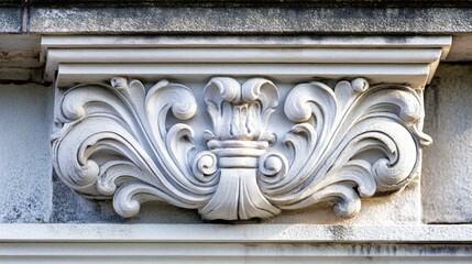 Ornate Architectural Detail with Decorative Swirls and Flourishes