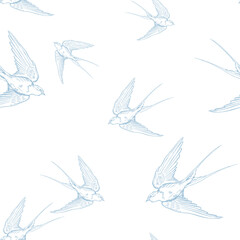 Graphic seamless pattern with flowers. Illustration
