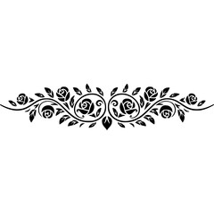 Elegant Floral Border, Black Roses Vector, Decorative Ornament