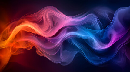 Fototapeta premium Abstract swirling smoke-like shapes in vibrant colors, flowing across a dark background