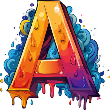 Retro color letter A, colorful alphabet letters
