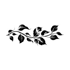Elegant Black & White Leaf Branch Design - Minimalist Floral Element