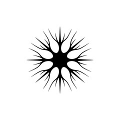Abstract Neuron Design in Black: Minimalist, Graphic Element on White