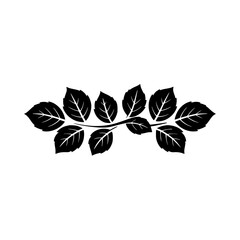 Elegant Black Leafy Branch Silhouette on Gradated Background