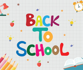 Welcome back to school. Lettering, quotes and doodle background