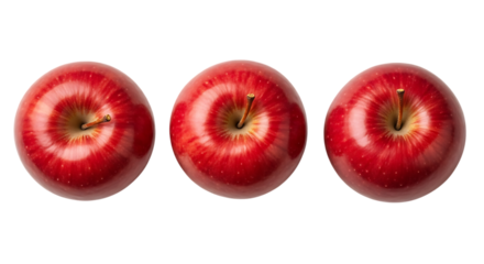 Three Red Apples, Top View Fresh, Juicy, and Ripe for the Picking