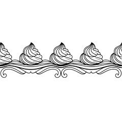 Hand-Drawn Dessert Border: Elegant Black & White Pattern