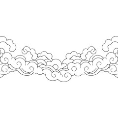 Stylized Clouds Border: Black & White Vector Illustration
