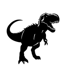 Fototapeta premium Tyrannosaurus Rex Silhouette: A bold, monochrome illustration depicts a powerful T-Rex, its sharp teeth and imposing stance conveying primal strength and prehistoric majesty.
