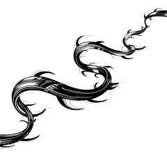 Abstract Black Vine Illustration with Spikes - Minimalist Design