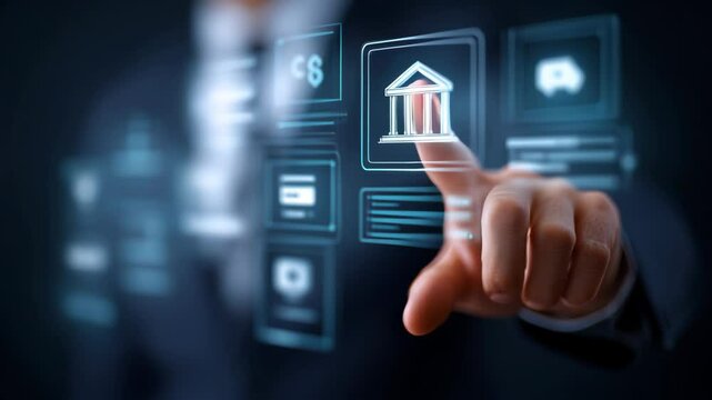 Businessman using online banking for secure transactions and personalized financial services